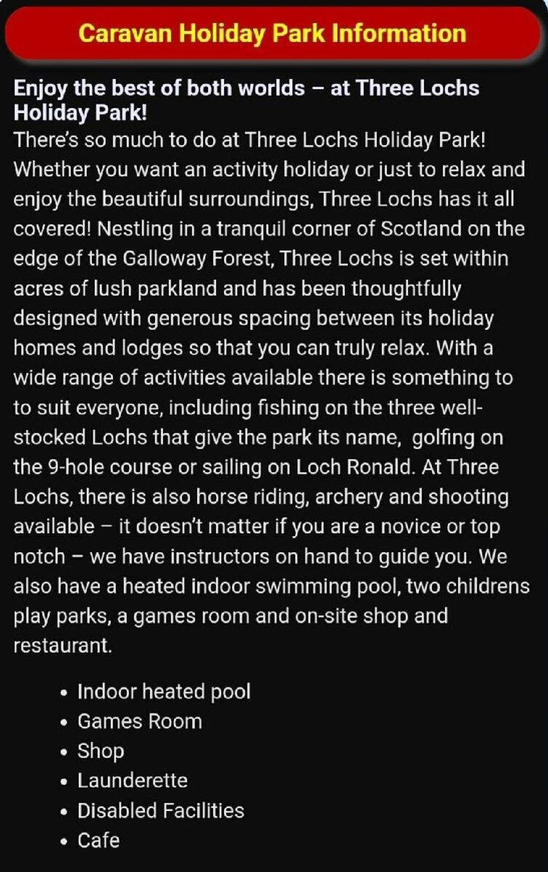 Three Lochs Holiday Park - Holiday Accommodation 15517