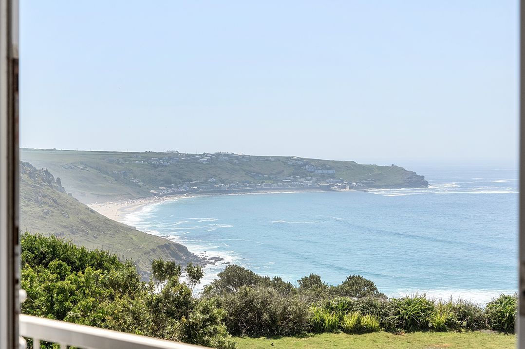 A view of the ocean and beach at Brook House in Sennen Cove near St Just