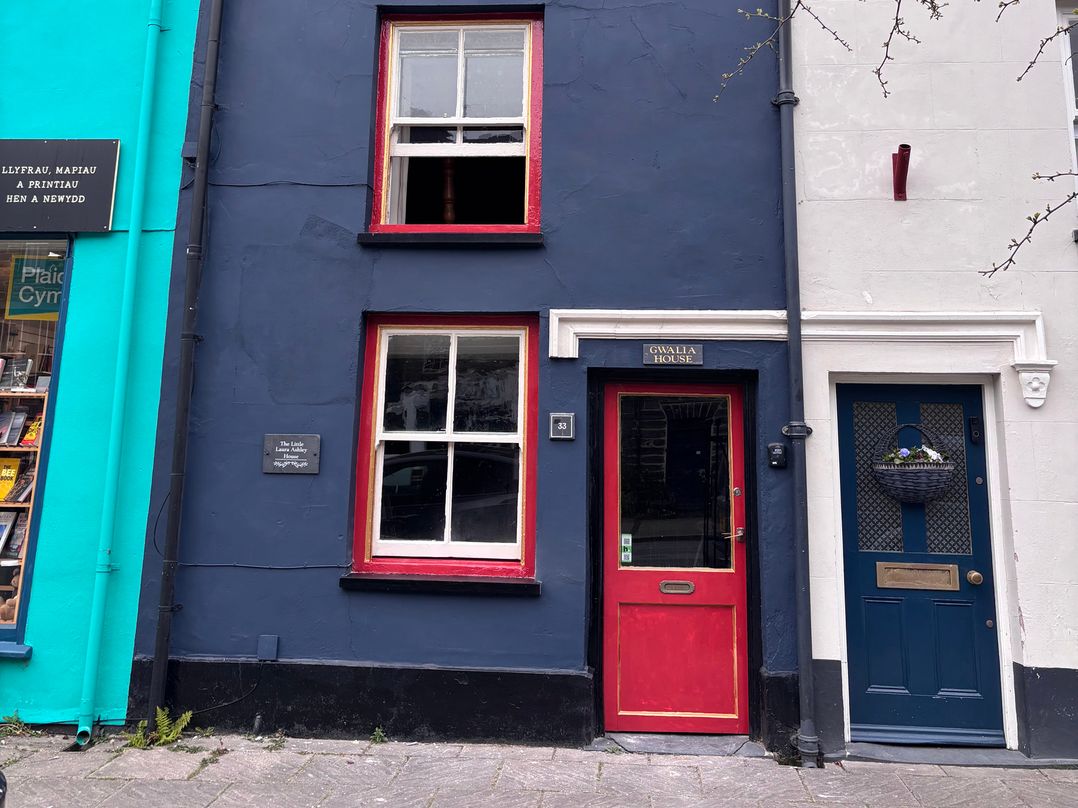 A building facade with doors and windows at The Little Laura Ashley House Machynlleth