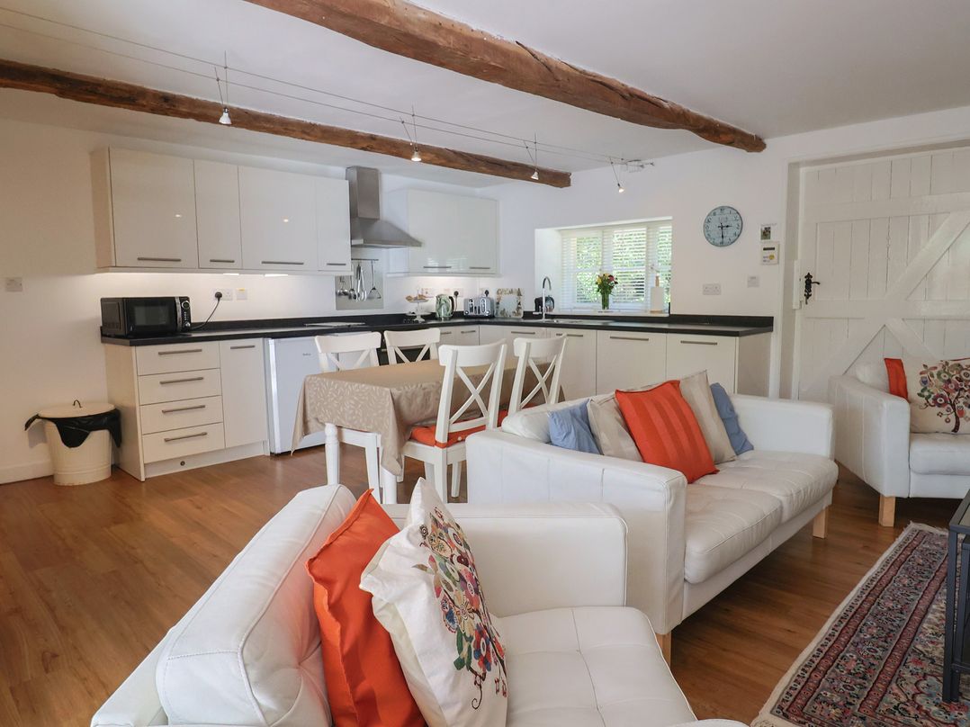 A kitchen and living room area at Pottery Barn in Branscombe