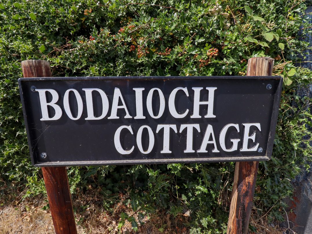 A sign for Bodaioch Cottage near Trefeglwys