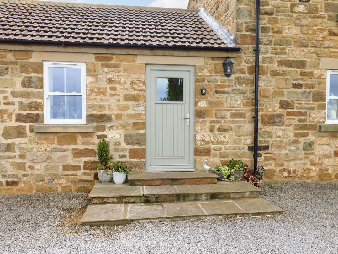 An entrance with a stone wall and plants at Fell Briggs Cottage in Marske-By-The-Sea