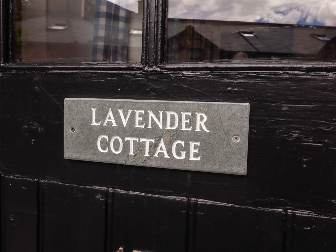 A nameplate on the door of Lavender Cottage in Alnwick