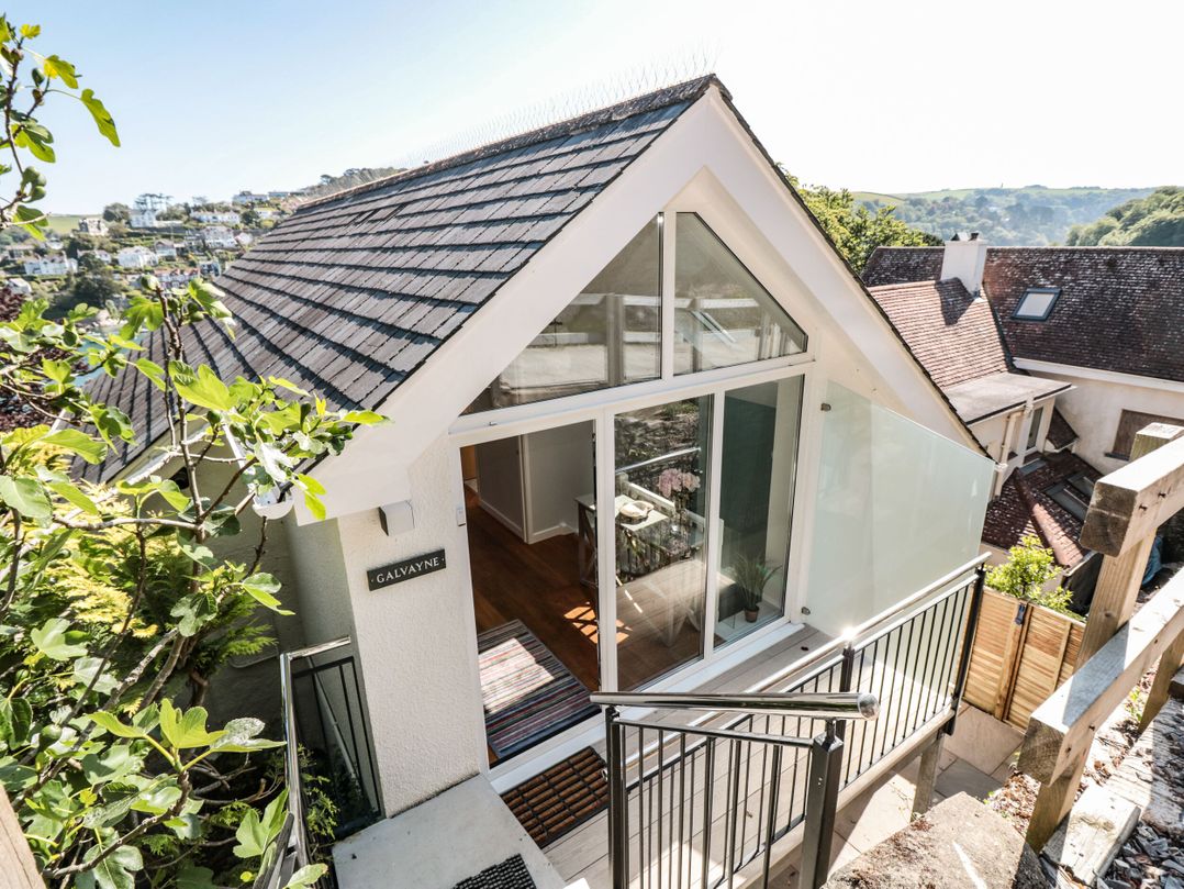 An exterior view of a modern house with a staircase at Galvayne in Dartmouth