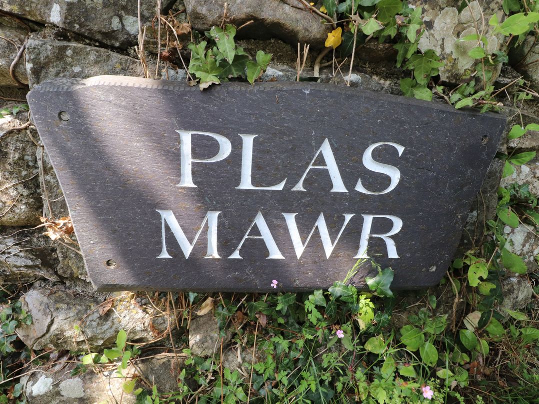 A sign reading Plas Mawr at Plas Mawr in Groeslon