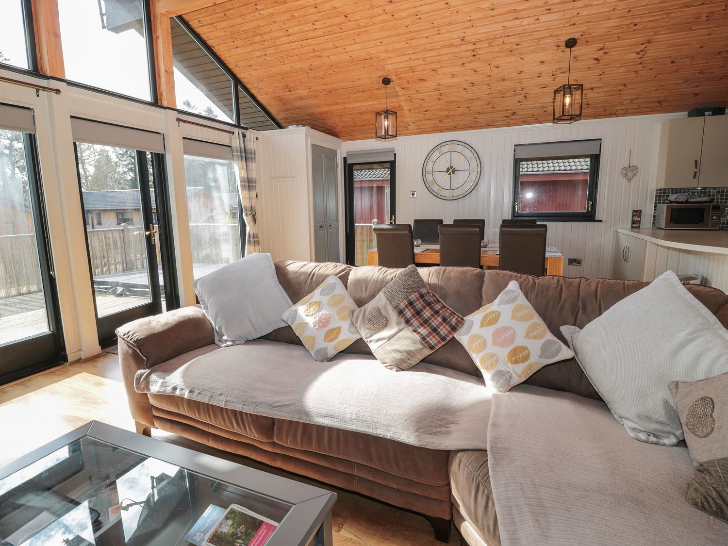 Open plan living area in Pine Tree Lodge Otterburn Holiday Lodges Northumberland England ( Ref 1046566 ) Pine Tree Lodge Otterburn Lodge Accommodation