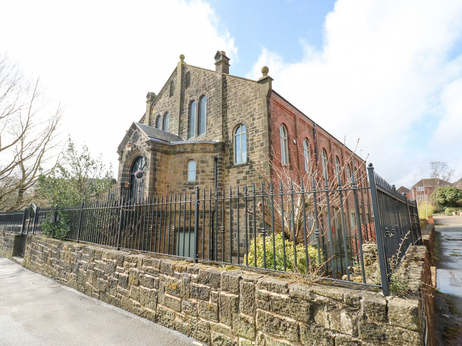 The Miners Hall in Stanley, County Durham. Chapel conversion. Stained-glass windows. Hot tub. Sauna.