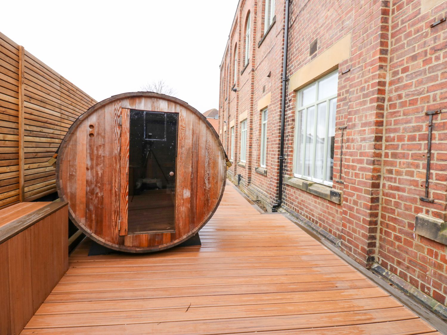 The Miners Hall in Stanley, County Durham. Chapel conversion. Stained-glass windows. Hot tub. Sauna.