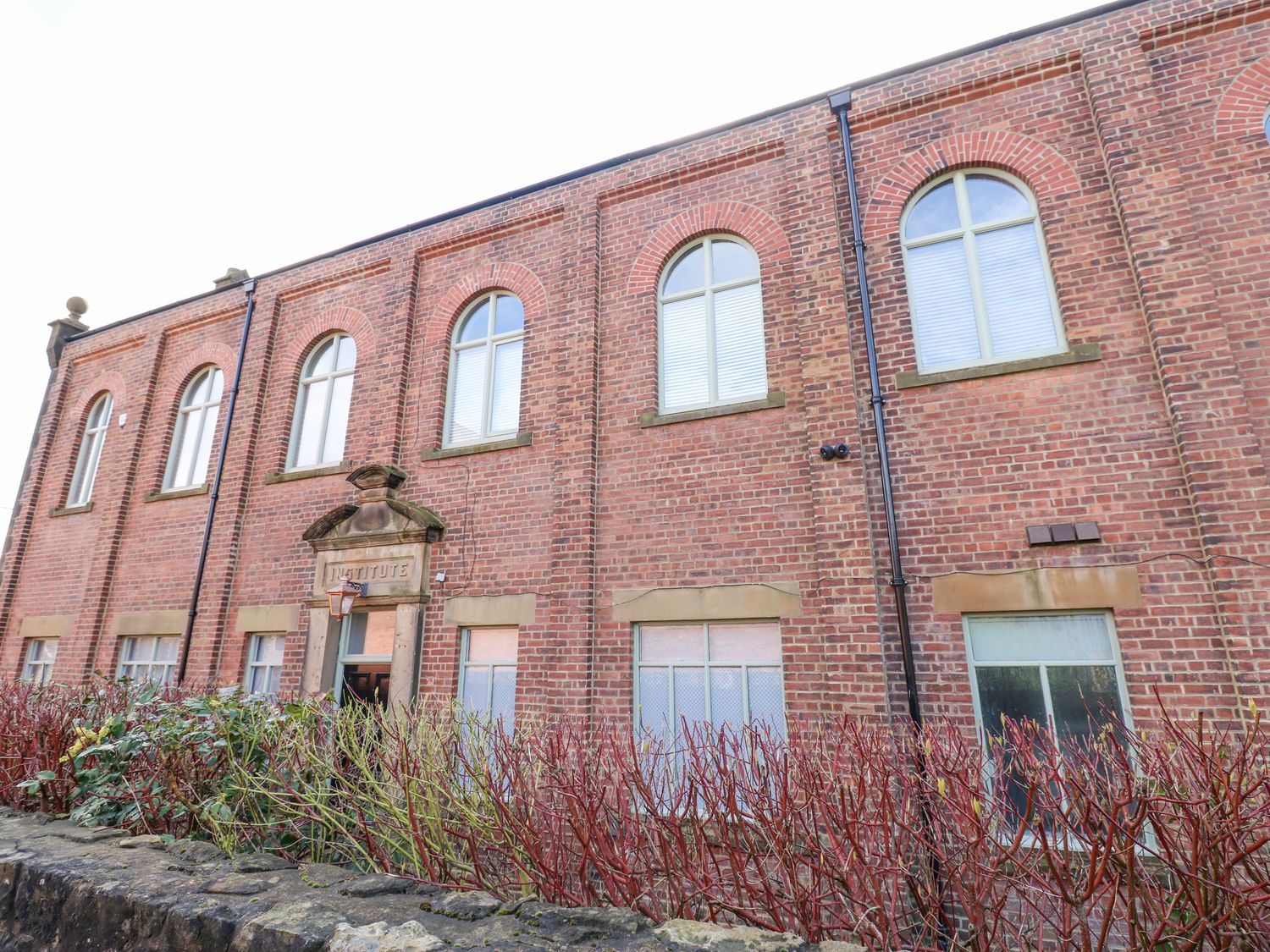 The Miners Hall in Stanley, County Durham. Chapel conversion. Stained-glass windows. Hot tub. Sauna.