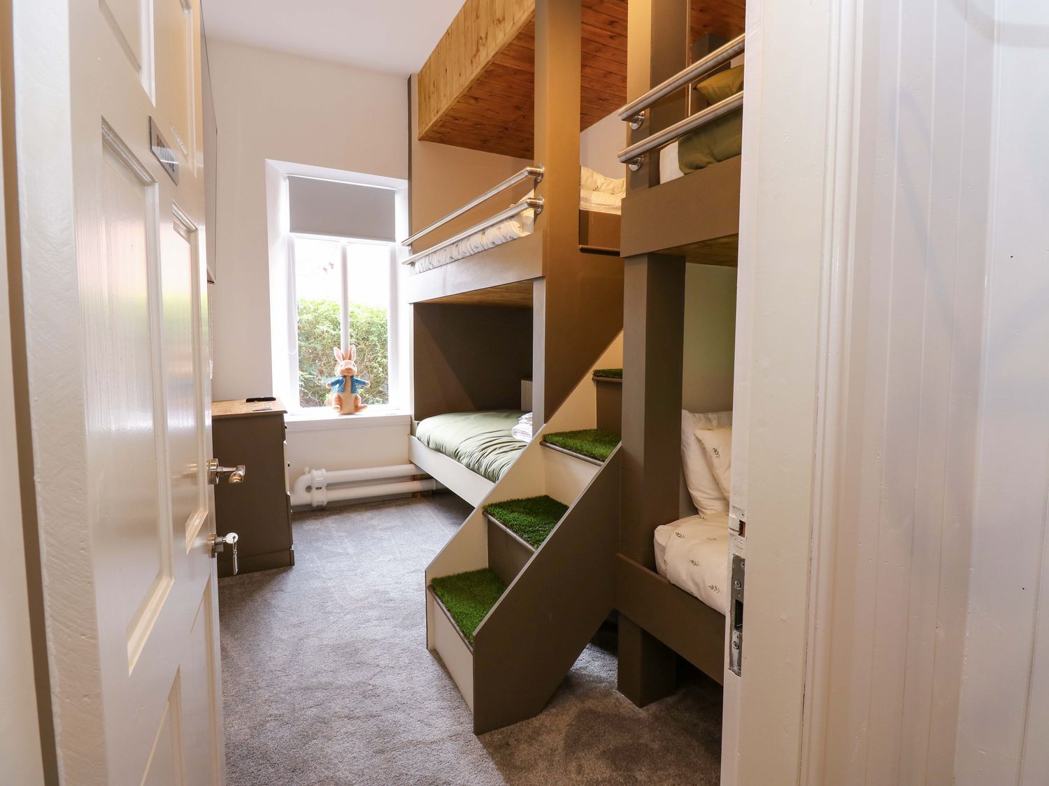 The Miners Hall in Stanley, County Durham. Chapel conversion. Stained-glass windows. Hot tub. Sauna.