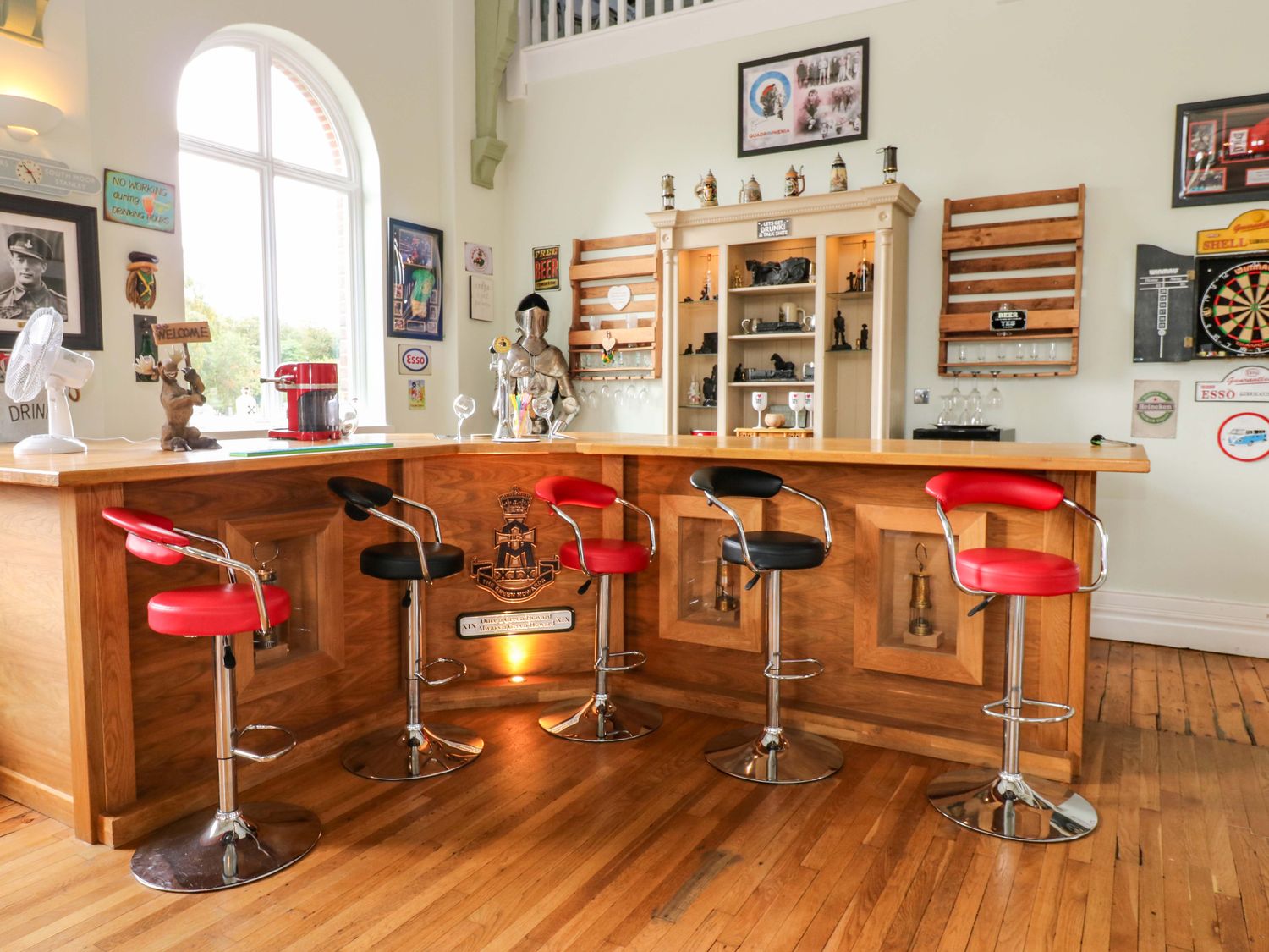 The Miners Hall in Stanley, County Durham. Chapel conversion. Stained-glass windows. Hot tub. Sauna.