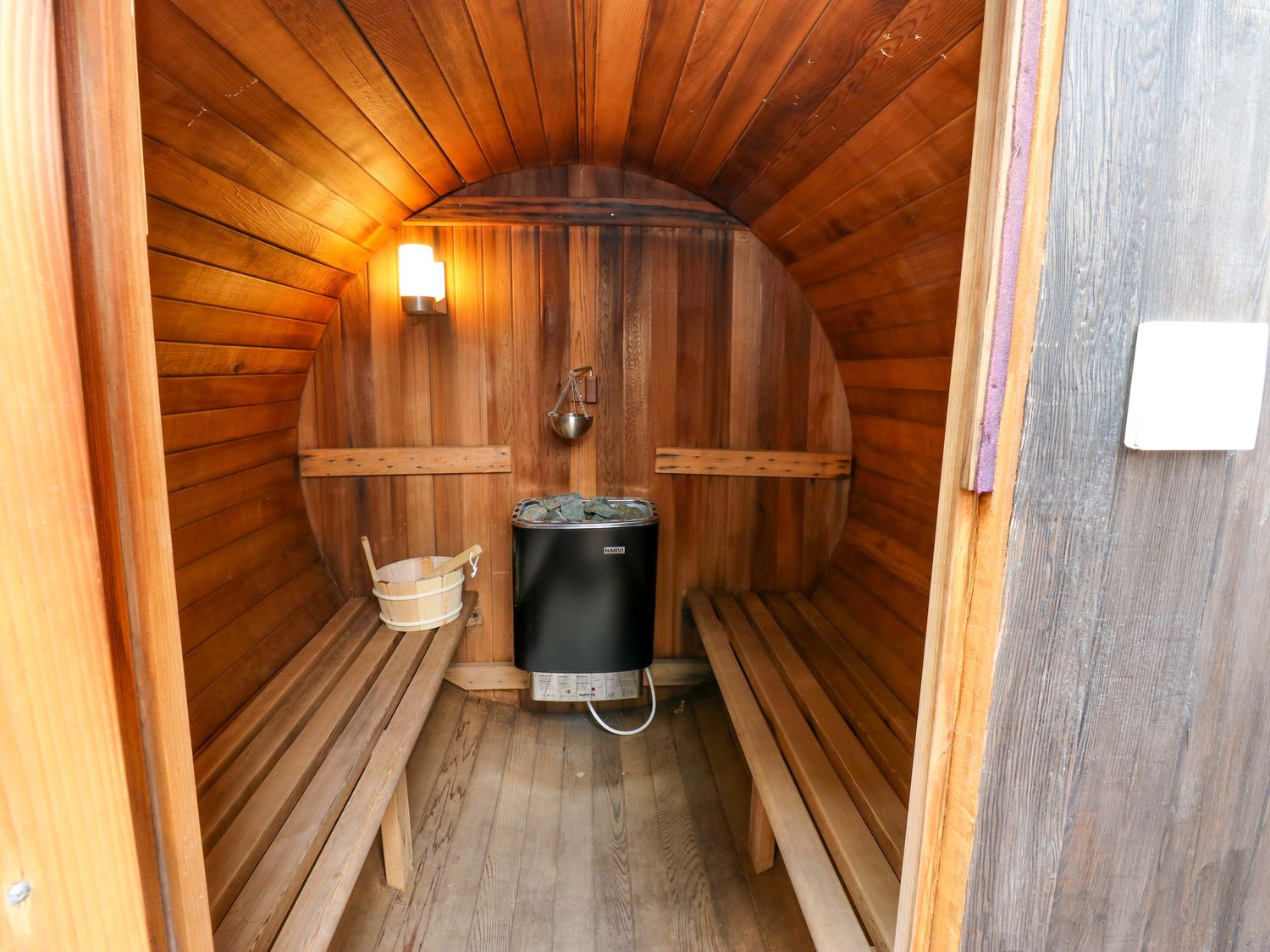 The Miners Hall in Stanley, County Durham. Chapel conversion. Stained-glass windows. Hot tub. Sauna.