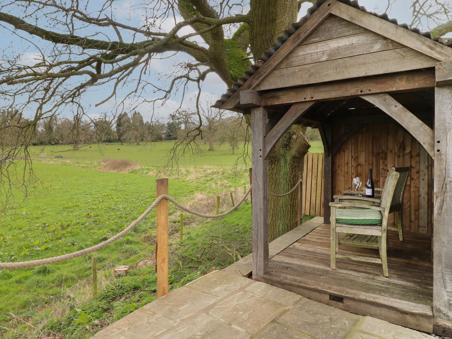 The Lazy Squire by The Water, Admaston near Rugeley, Staffordshire. Wood-fired hot tub. Countryside.