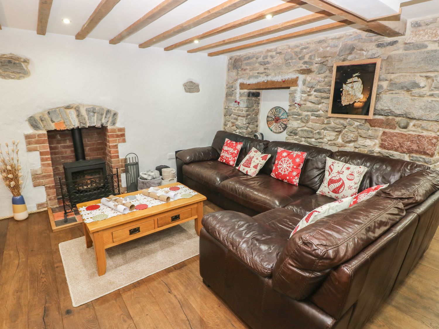 Blacksmiths Cottage rests in Pembrokeshire. Pet-friendly. Hot tub. Cinema room. Woodburning stove.