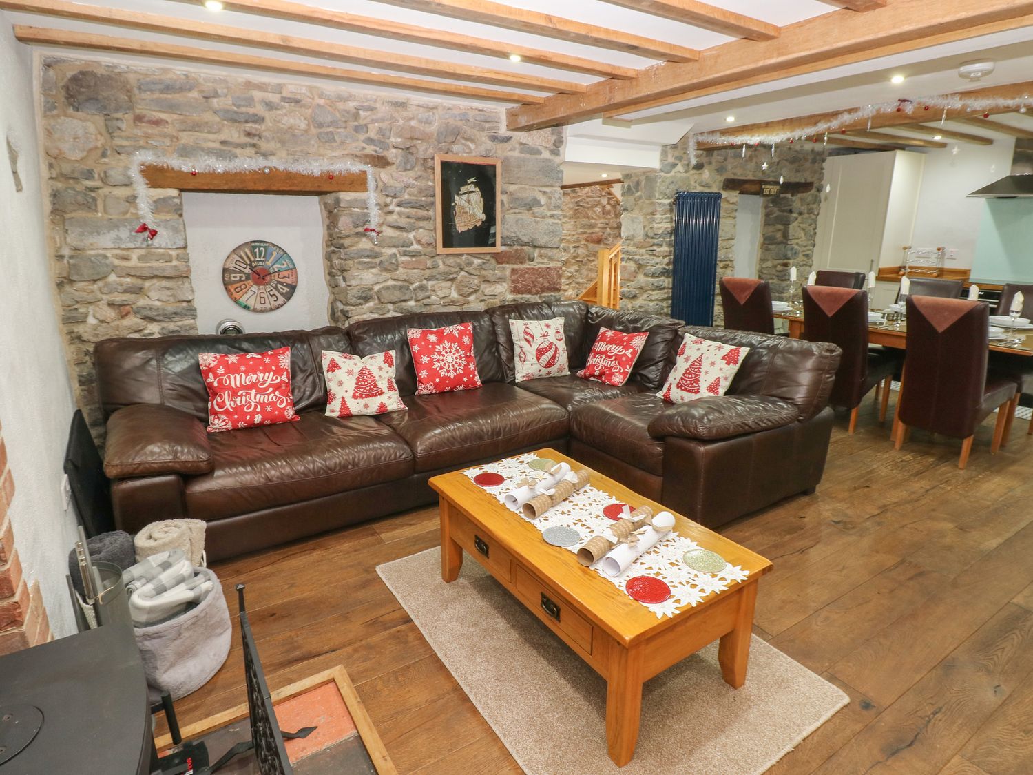 Blacksmiths Cottage rests in Pembrokeshire. Pet-friendly. Hot tub. Cinema room. Woodburning stove.