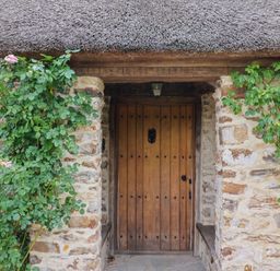 An entrance with a wooden door and plants at Garden View in Wellington