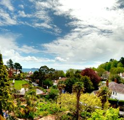 A coastal residential area with houses trees and ocean view at Harbour Lights in Torquay