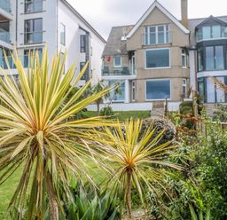 A garden with plants in front of a building at Island View Carbis Bay