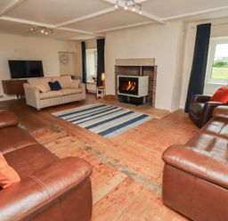 A living room with a television and fireplace at ASTA COTTAGE in Cresswell