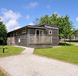 A cabin with a pathway and trees at 12 Meadow Retreat in Dobwalls