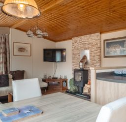 A living room with a television and a fireplace at Willow in Swanage