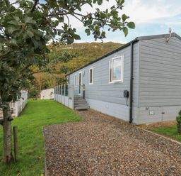 A mobile home with a gravel driveway a tree and grass at 95 Hafan Taffy in Gilfachrheda near Llanarth