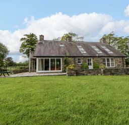 A house with a stone exterior and grass in front at Bryn Isaf in Swyddffynnon near Pontrhydfendigaid