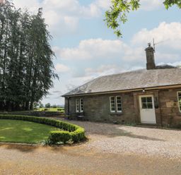 A house surrounded by trees and greenery at Eagle Glen Cottage in Kettins near Coupar Angus