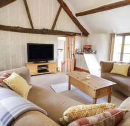 A living room with a television and seating at Cyffdy Cottage - Arenig Bala
