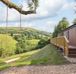 An outdoor area with a swing and a slope at The Owlet in Dolwen near Llanidloes