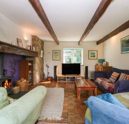 A living room with a television and fireplace at Neuadd Wen in Gaerwen