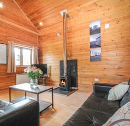 A living room with a fireplace and television at Heligan in St Breward