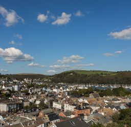 A view of houses and boats near a harbor at 36 Crowthers Hill in Dartmouth