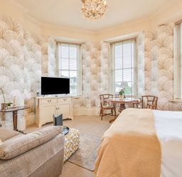 A studio with a sofa and a television at Muntham - Studio Apartment 7 in Torquay