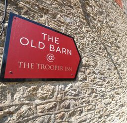 Sign for The Old Barn at The Trooper Inn in Stourton Caundle near Stalbridge