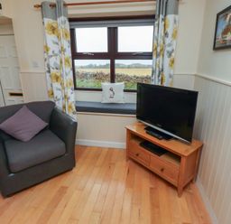 A living room with a chair and a television at Sunny Brae in Alnwick