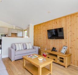 A living room with a sofa and television at The Apethorpe (Pet) in Kings Cliffe