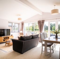 A living room with a sofa and television at The View in Waltham