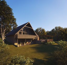 A house with a deck and trees in the background at Heatherwood (Pet) Slaley