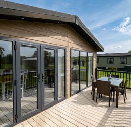 An outdoor space with a table and chairs at Greystone in Great Ayton