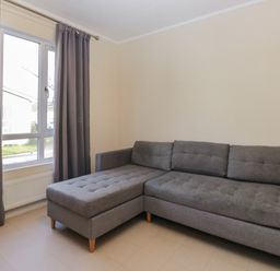 A living room with a sofa and window at Beechtree Timber Lodge 69B in Denny