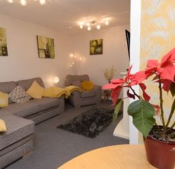 A living room with a couch and decorative plants at 226 Third Avenue Bridlington