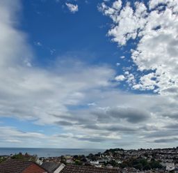 A view of the sky and sea from a hill at Upper Longlands in Dawlish