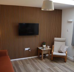 A living room with a TV and sofa at Castle Rag in Parkend