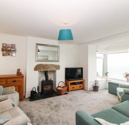 A living room with furniture and a fireplace at Briar Bank in Barmouth
