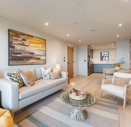 A living room with a sofa and coffee table at tbc in St. Ives