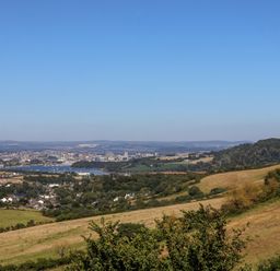 A view of city and river from hills at Lodge 19 in Millbrook