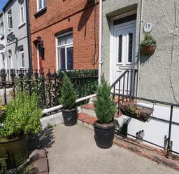 An outdoor area with a door and plants at Driftmark in Weymouth