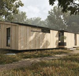 A house with wood exterior and steps at Arbora 3.0 Spa (Pet) in Malvern