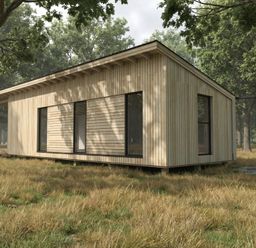 A cabin with large windows surrounded by trees at Arbora 1.0 Spa (Pet) in Malvern